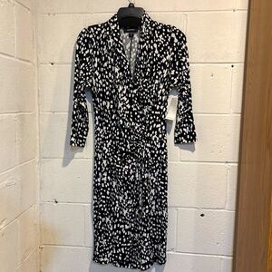 Karen Kane wrap dress black white 3/4 sleeves